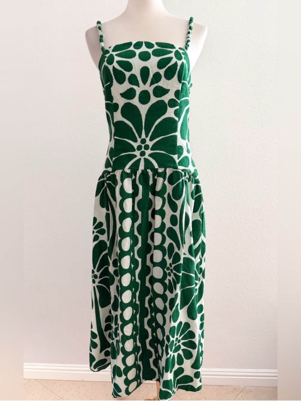 Caroline Constas Green and Cream Floral Midi Dress - Picture 13 of 14